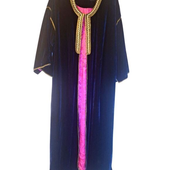 Soft Surroundings label noir blue velvet, lined caftan robe duster 2X - Picture 4 of 11
